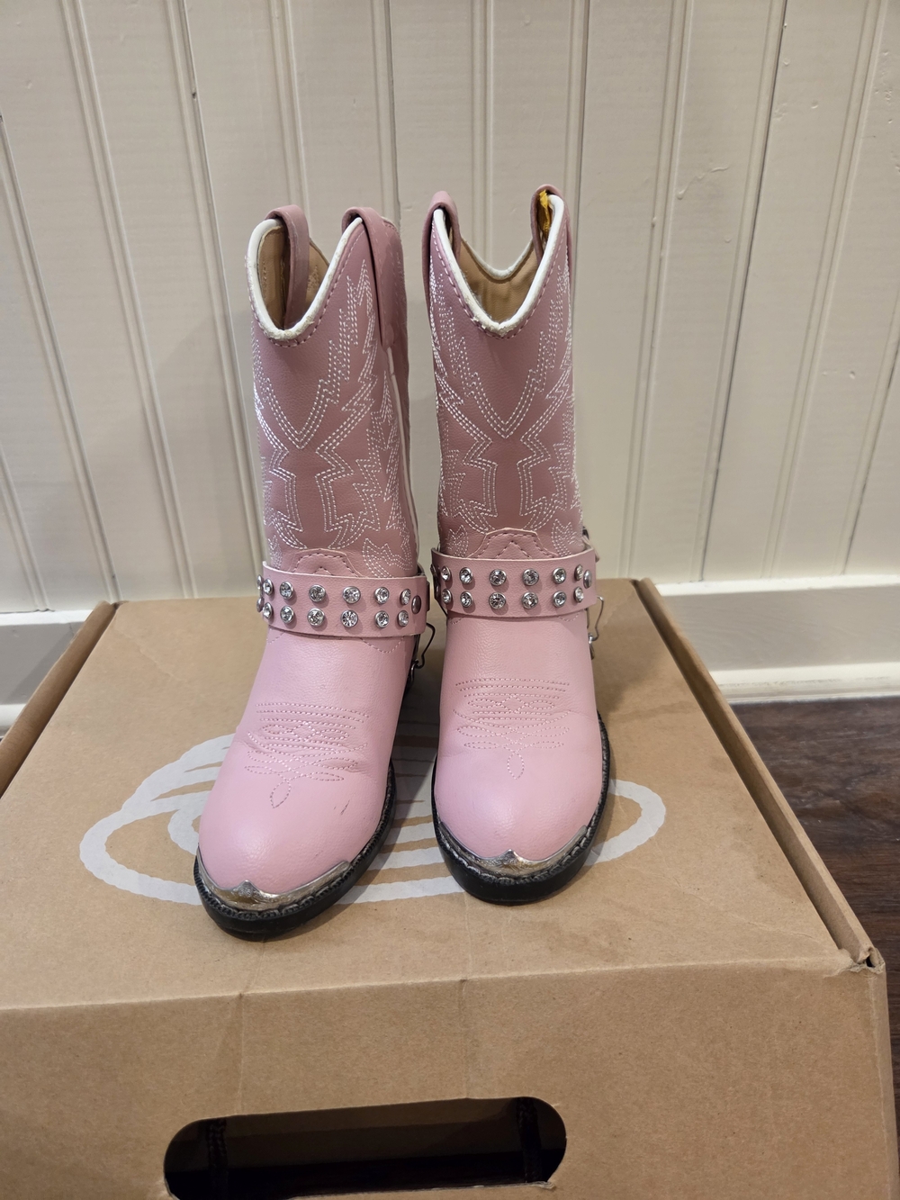 Durango Girls' Pink Western Studded Cowboy Boots, Size 11D - Picture 3 of 5